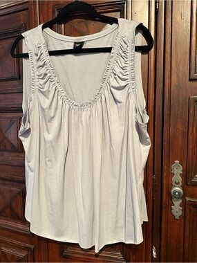 2X Mossimo Supply Co. Metalic Silver thread Gray Ruched Scoop raw Tank Top